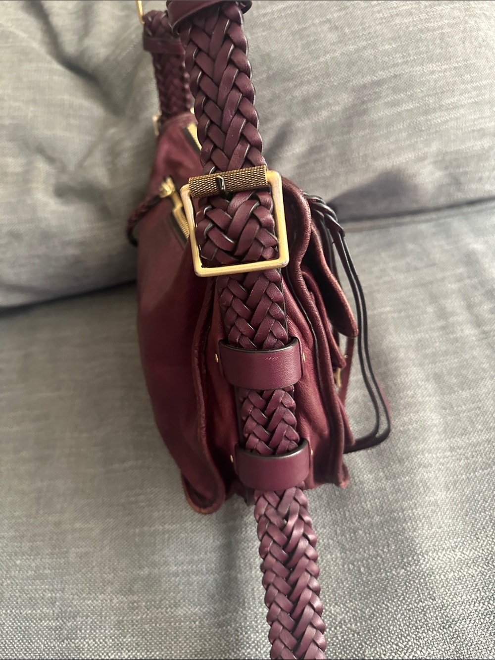 Vintage rag & bone Braided Strap Crossbody/Shoulder Bag in RARE Deep Burgundy - Picture 6 of 10